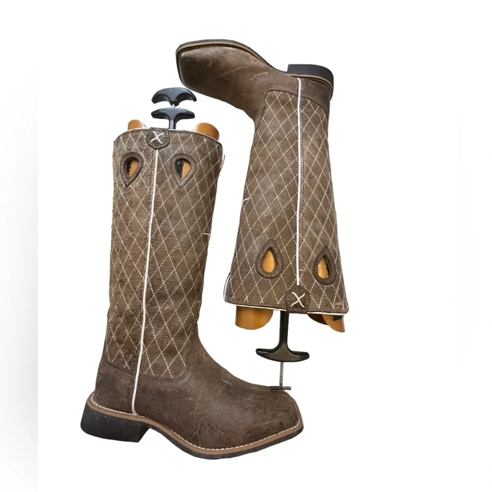 TWISTED X boy DISTRESSED RUFF STOCK COWBOY BOOTS - BROAD SQUARE TOE